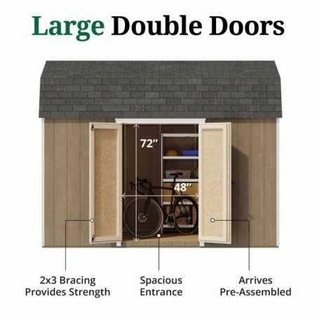 Little Cottage Co. Value Gambrel 8x12 Barn Shed Kit w/ 6' Sidewall - Side Entry (8x12 VGB-6-SE-PC)
