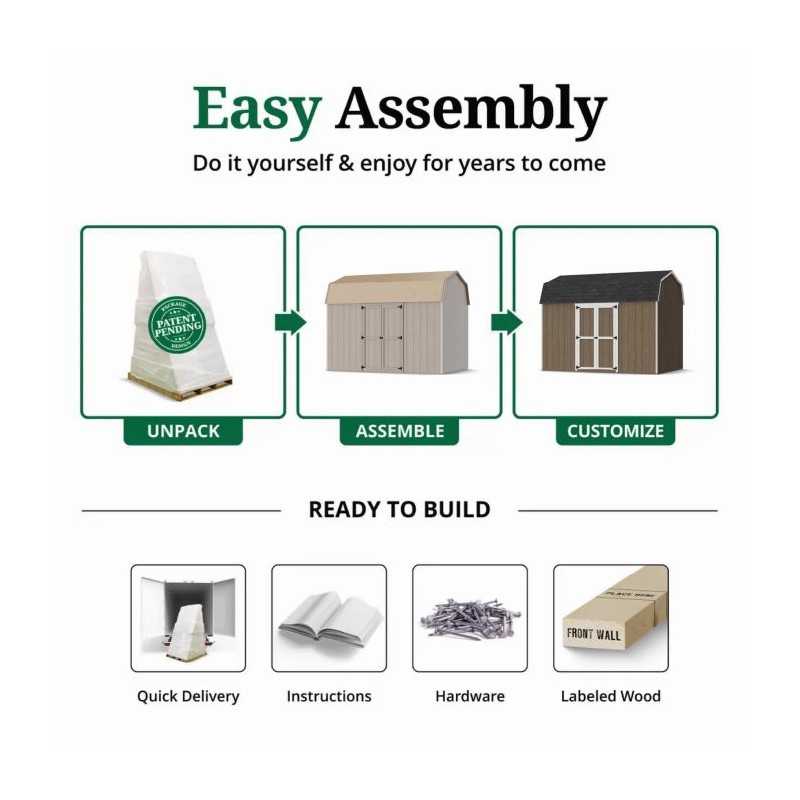 Little Cottage Co. Value Gambrel 8x12 Barn Shed Kit w/ 6' Sidewall - Side Entry (8x12 VGB-6-SE-PC)