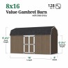 Little Cottage Co. Value Gambrel 8x16 Barn Shed Kit w/ 6' Sidewall - Side Entry (8x16 VGB-6-SE-PC)