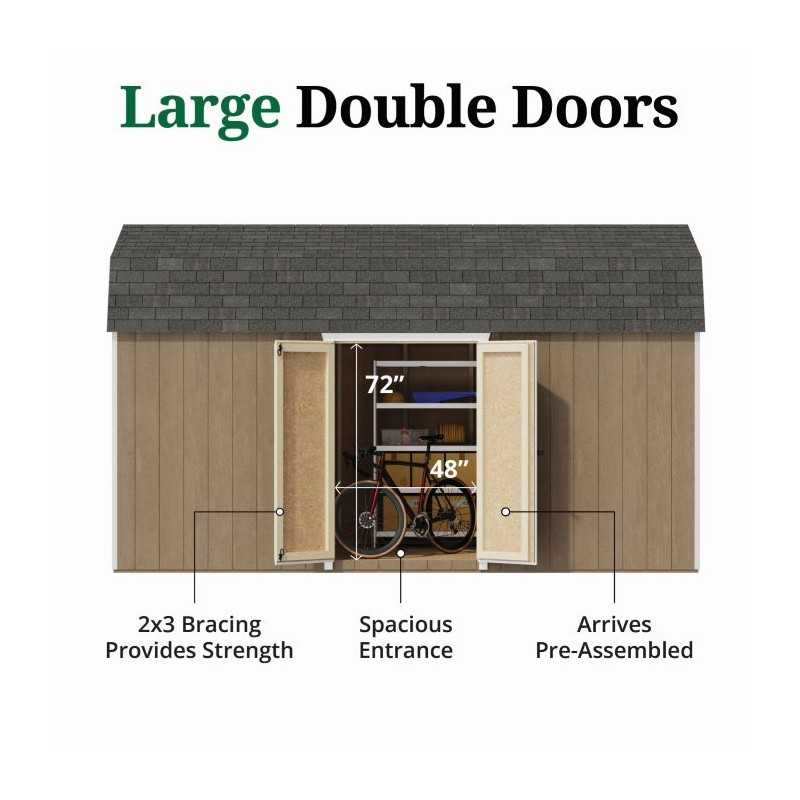 Little Cottage Co. Value Gambrel 8x16 Barn Shed Kit w/ 6' Sidewall - Side Entry (8x16 VGB-6-SE-PC)