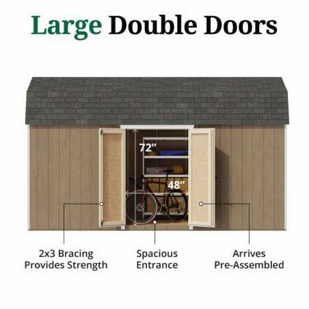 Little Cottage Co. Value Gambrel 8x16 Barn Shed Kit w/ 6' Sidewall - Side Entry (8x16 VGB-6-SE-PC)