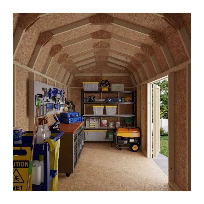 Little Cottage Co. Value Gambrel 8x16 Barn Shed Kit w/ 6' Sidewall - Side Entry (8x16 VGB-6-SE-PC)