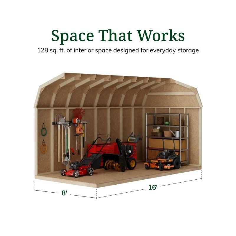 Little Cottage Co. Value Gambrel 8x16 Barn Shed Kit w/ 6' Sidewall - Side Entry (8x16 VGB-6-SE-PC)