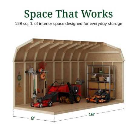 Little Cottage Co. Value Gambrel 8x16 Barn Shed Kit w/ 6' Sidewall - Side Entry (8x16 VGB-6-SE-PC)