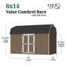 Little Cottage Co. Value Gambrel 8x14 Barn Shed Kit w/ 6' Sidewall - Side Entry (8x14 VGB-6-SE-PC)