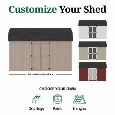 Little Cottage Co. Value Gambrel 8x14 Barn Shed Kit w/ 6' Sidewall - Side Entry (8x14 VGB-6-SE-PC)
