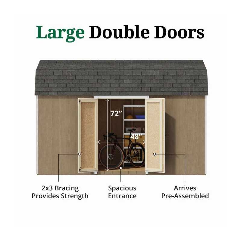 Little Cottage Co. Value Gambrel 8x14 Barn Shed Kit w/ 6' Sidewall - Side Entry (8x14 VGB-6-SE-PC)