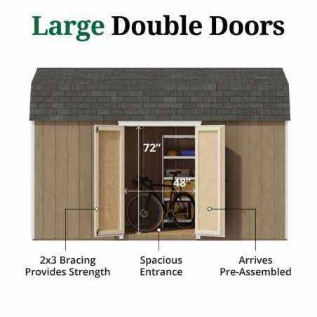 Little Cottage Co. Value Gambrel 8x14 Barn Shed Kit w/ 6' Sidewall - Side Entry (8x14 VGB-6-SE-PC)
