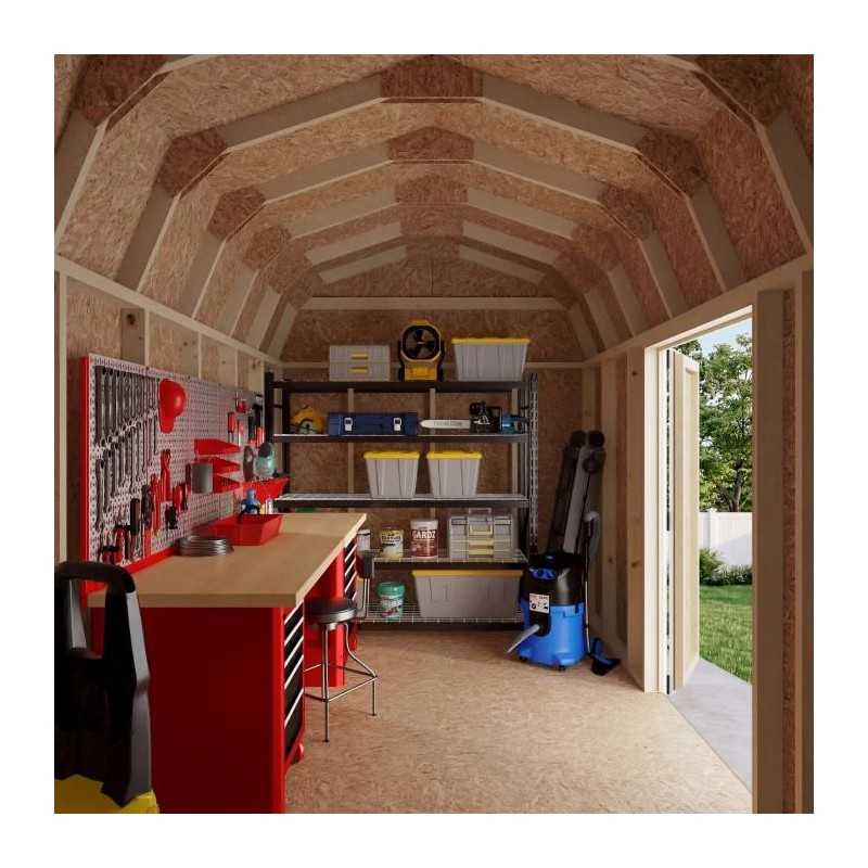 Little Cottage Co. Value Gambrel 8x14 Barn Shed Kit w/ 6' Sidewall - Side Entry (8x14 VGB-6-SE-PC)