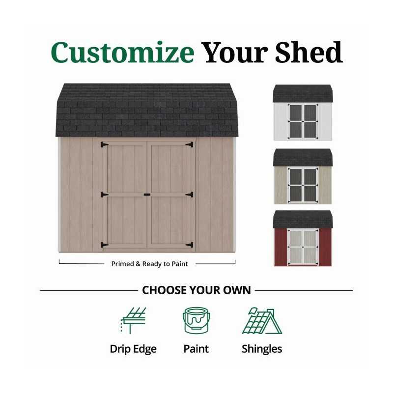 Little Cottage Co. Value Gambrel 10x10 Barn Shed Kit w/ 6' Sidewall - Side Entry (10x10 VGB-6-SE-PC)