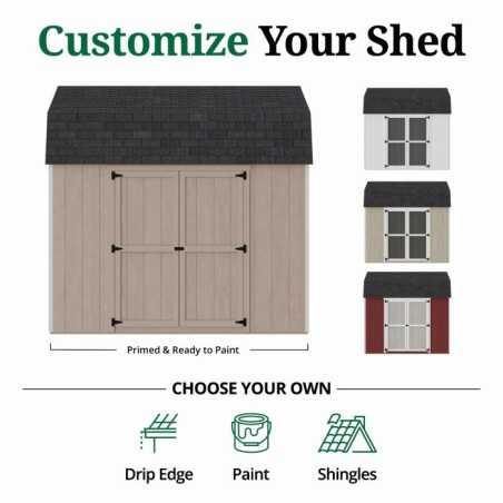 Little Cottage Co. Value Gambrel 10x10 Barn Shed Kit w/ 6' Sidewall - Side Entry (10x10 VGB-6-SE-PC)