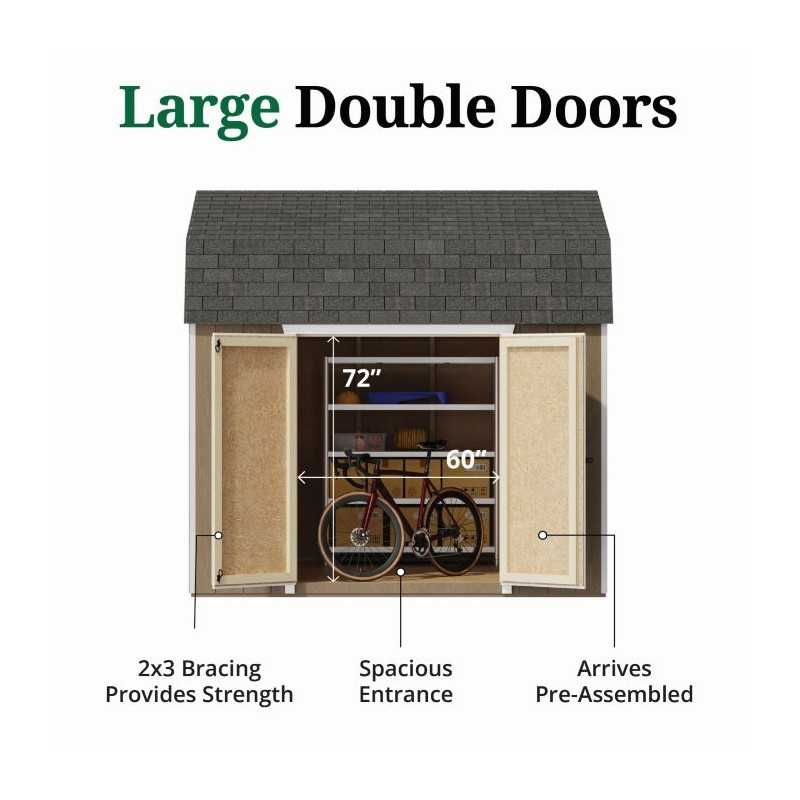 Little Cottage Co. Value Gambrel 10x10 Barn Shed Kit w/ 6' Sidewall - Side Entry (10x10 VGB-6-SE-PC)