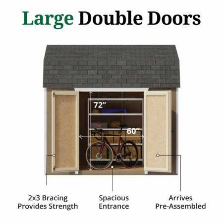Little Cottage Co. Value Gambrel 10x10 Barn Shed Kit w/ 6' Sidewall - Side Entry (10x10 VGB-6-SE-PC)