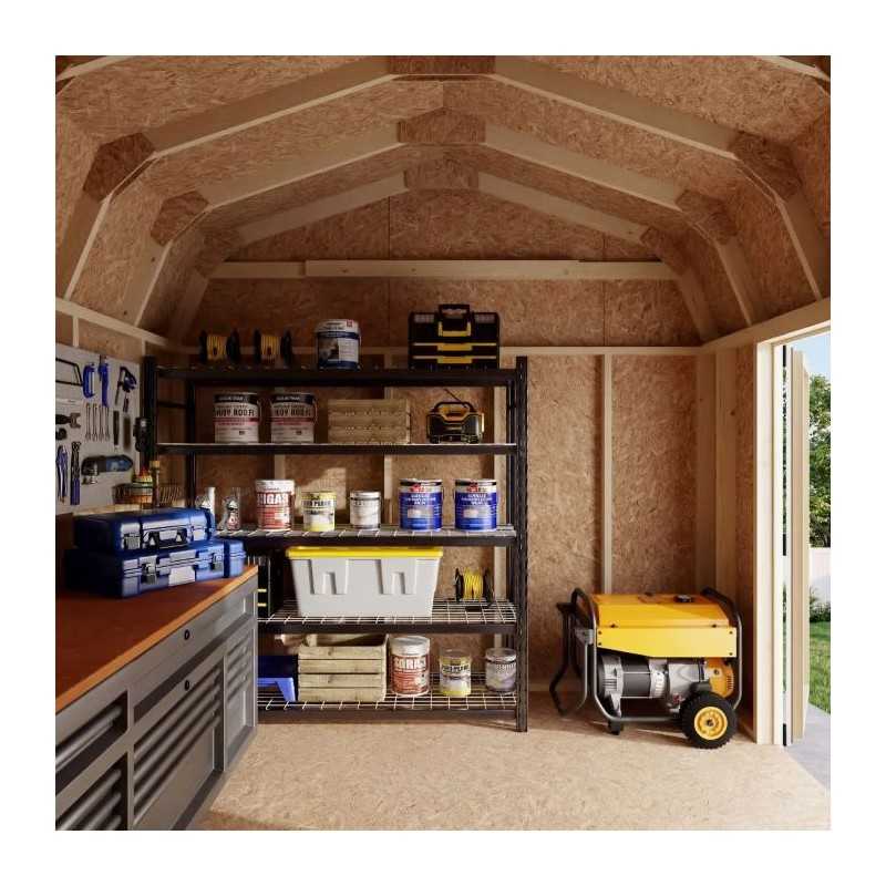 Little Cottage Co. Value Gambrel 10x10 Barn Shed Kit w/ 6' Sidewall - Side Entry (10x10 VGB-6-SE-PC)