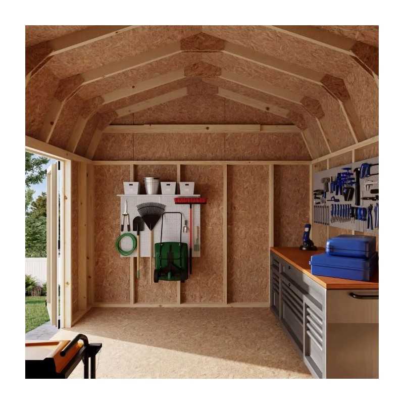 Little Cottage Co. Value Gambrel 10x10 Barn Shed Kit w/ 6' Sidewall - Side Entry (10x10 VGB-6-SE-PC)