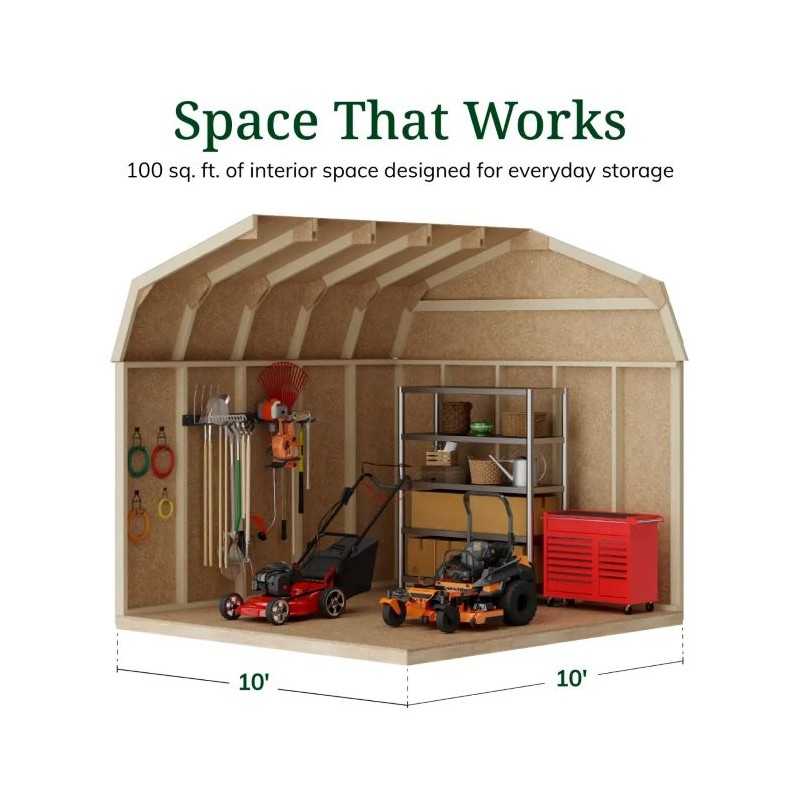 Little Cottage Co. Value Gambrel 10x10 Barn Shed Kit w/ 6' Sidewall - Side Entry (10x10 VGB-6-SE-PC)