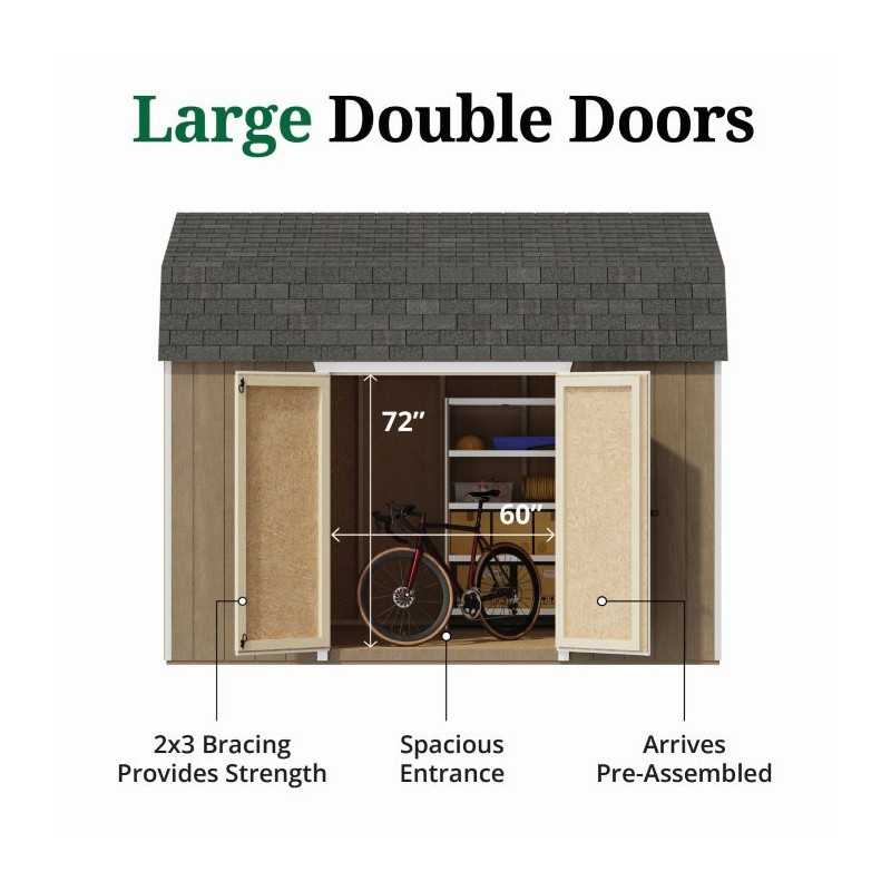 Little Cottage Co. Value Gambrel 10x12 Barn Shed Kit w/ 6' Sidewall - Side Entry (10x12 VGS-SE-PC)