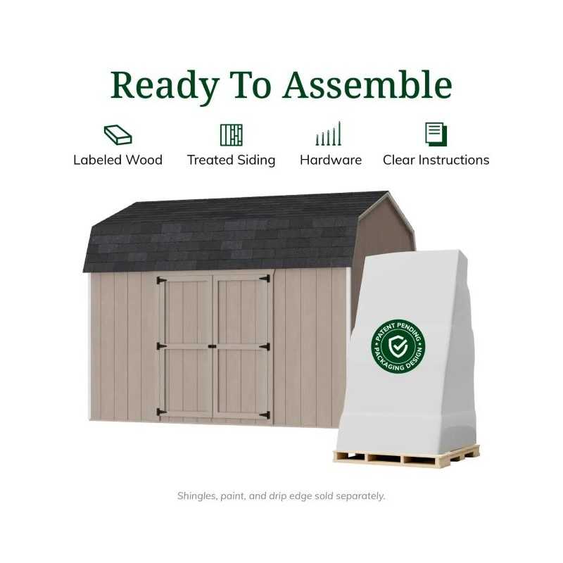 Little Cottage Co. Value Gambrel 10x12 Barn Shed Kit w/ 6' Sidewall - Side Entry (10x12 VGS-SE-PC)