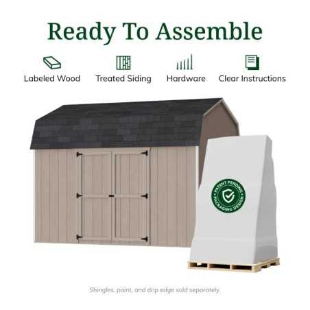 Little Cottage Co. Value Gambrel 10x12 Barn Shed Kit w/ 6' Sidewall - Side Entry (10x12 VGS-SE-PC)