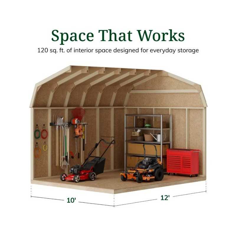 Little Cottage Co. Value Gambrel 10x12 Barn Shed Kit w/ 6' Sidewall - Side Entry (10x12 VGS-SE-PC)