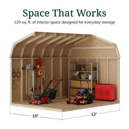Little Cottage Co. Value Gambrel 10x12 Barn Shed Kit w/ 6' Sidewall - Side Entry (10x12 VGS-SE-PC)