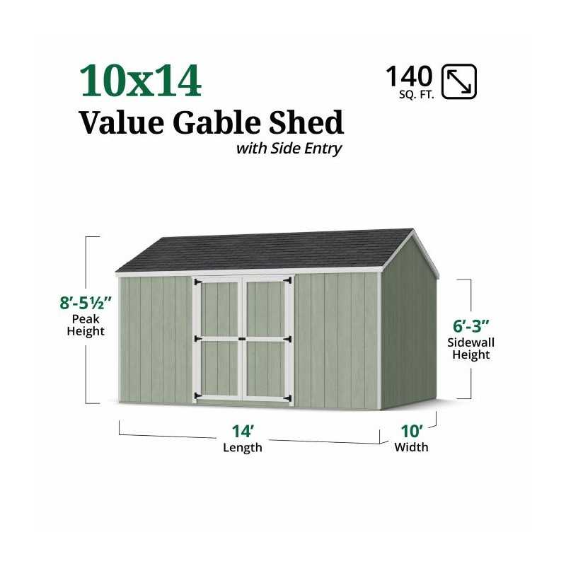 Little Cottage Co. Value Gambrel 10x14 Barn Shed Kit w/ 6' Sidewall - Side Entry (10x14 VGB-6-SE-PC)
