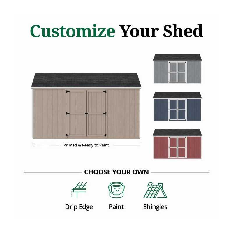 Little Cottage Co. Value Gambrel 10x14 Barn Shed Kit w/ 6' Sidewall - Side Entry (10x14 VGB-6-SE-PC)