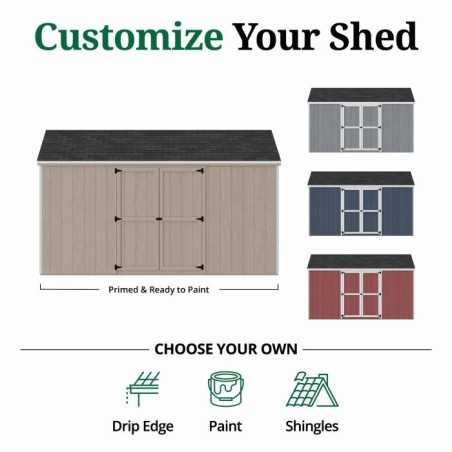 Little Cottage Co. Value Gambrel 10x14 Barn Shed Kit w/ 6' Sidewall - Side Entry (10x14 VGB-6-SE-PC)