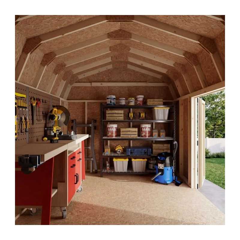 Little Cottage Co. Value Gambrel 10x14 Barn Shed Kit w/ 6' Sidewall - Side Entry (10x14 VGB-6-SE-PC)