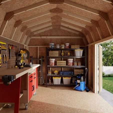 Little Cottage Co. Value Gambrel 10x14 Barn Shed Kit w/ 6' Sidewall - Side Entry (10x14 VGB-6-SE-PC)