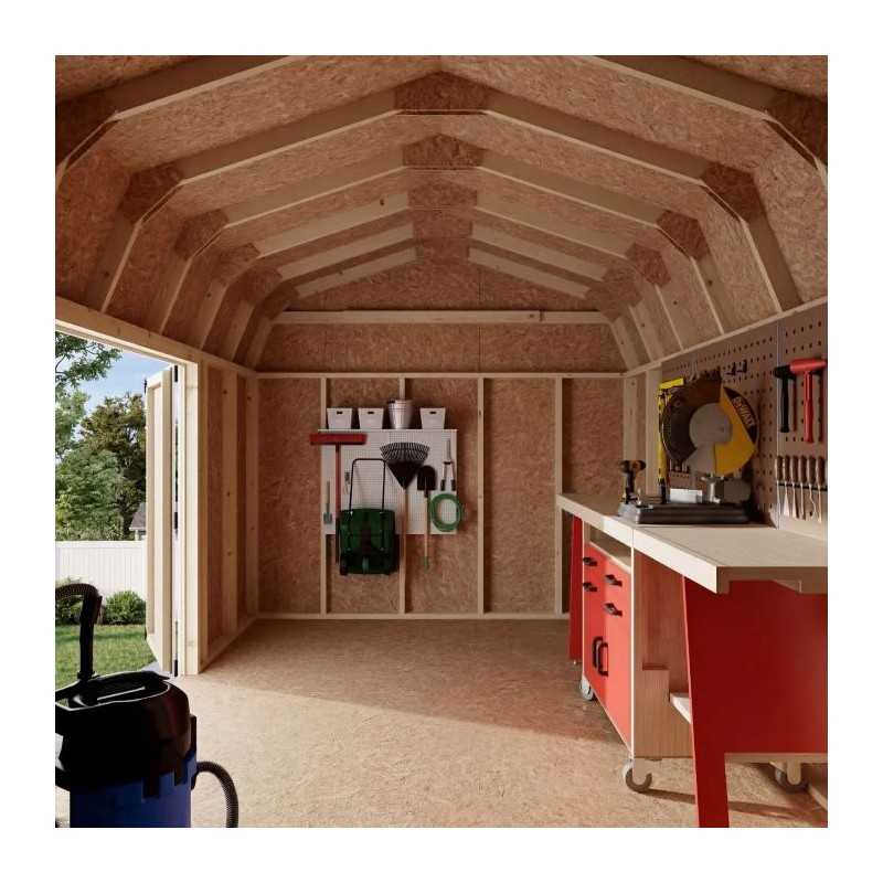 Little Cottage Co. Value Gambrel 10x14 Barn Shed Kit w/ 6' Sidewall - Side Entry (10x14 VGB-6-SE-PC)