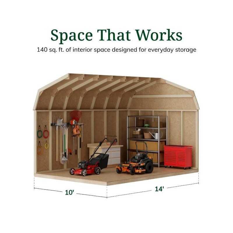 Little Cottage Co. Value Gambrel 10x14 Barn Shed Kit w/ 6' Sidewall - Side Entry (10x14 VGB-6-SE-PC)