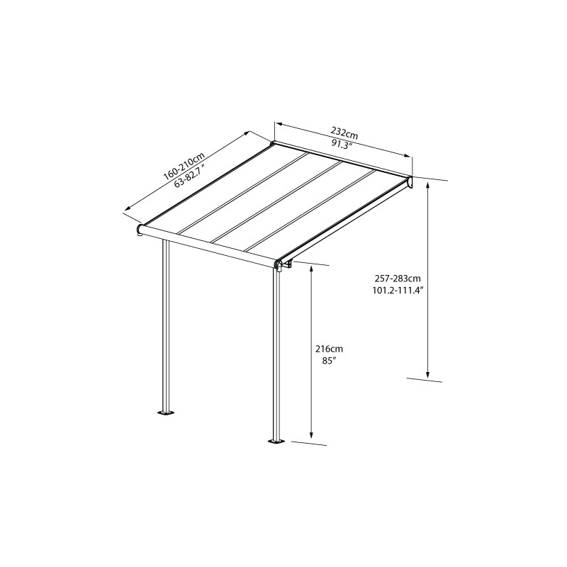 Palram - Canopia 7.5x7.5 Sierra Patio Cover Kit - White (HG9075)