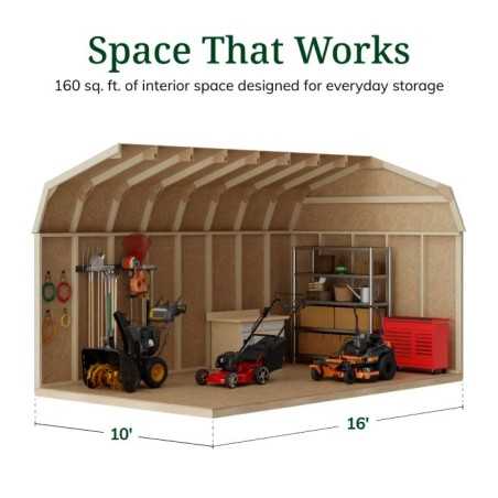 Little Cottage Co. Value Gambrel 10x16 Barn Shed Kit w/ 6' Sidewall - Side Entry (10x16 VGB-6-SE-PC)