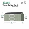 Little Cottage Co. Value Gambrel 10x18 Barn Shed Kit w/ 6' Sidewall - Side Entry (10x18 VGB-6-SE-PC)