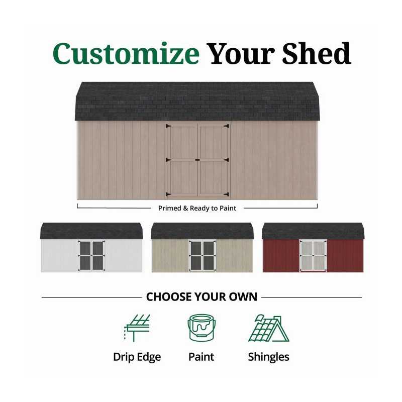 Little Cottage Co. Value Gambrel 10x20 Barn Shed Kit w/ 6' Sidewall - Side Entry (10x20 VGB-6-SE-PC)