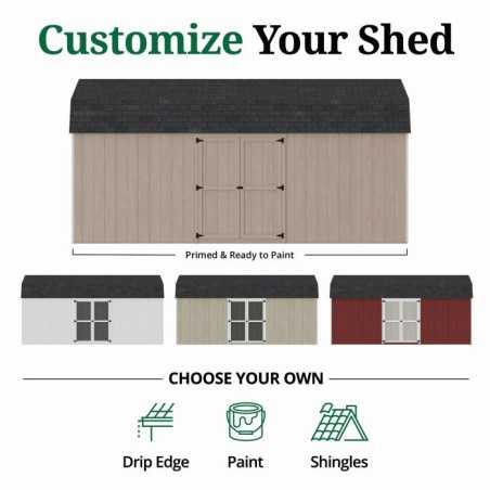Little Cottage Co. Value Gambrel 10x20 Barn Shed Kit w/ 6' Sidewall - Side Entry (10x20 VGB-6-SE-PC)