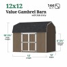 Little Cottage Co. Value Gambrel 12x12 Barn Shed Kit w/ 6' Sidewall - Side Entry (12x12 VGB-6-SE-PC)