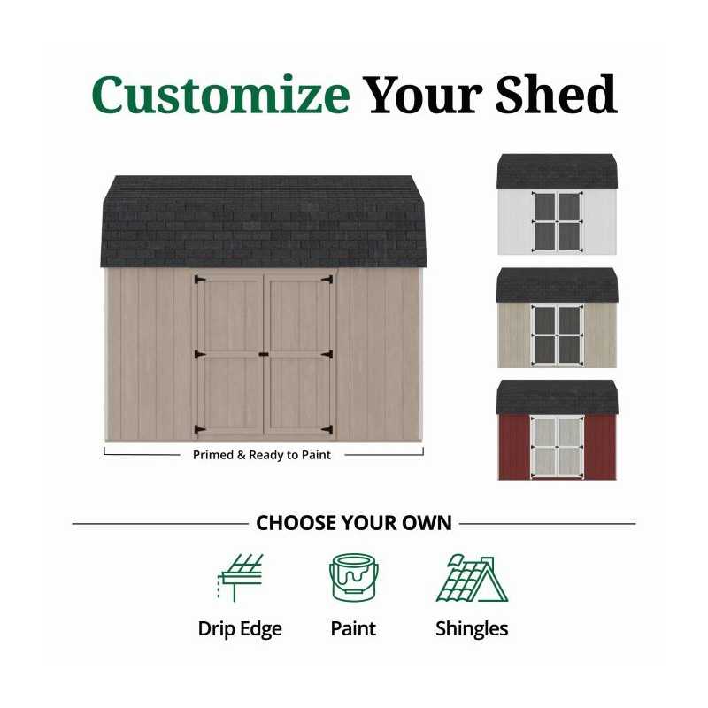 Little Cottage Co. Value Gambrel 12x12 Barn Shed Kit w/ 6' Sidewall - Side Entry (12x12 VGB-6-SE-PC)