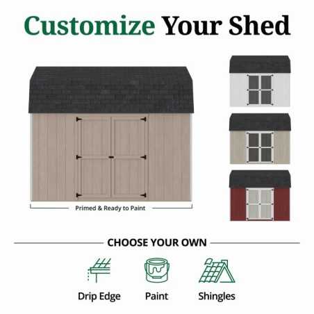 Little Cottage Co. Value Gambrel 12x12 Barn Shed Kit w/ 6' Sidewall - Side Entry (12x12 VGB-6-SE-PC)