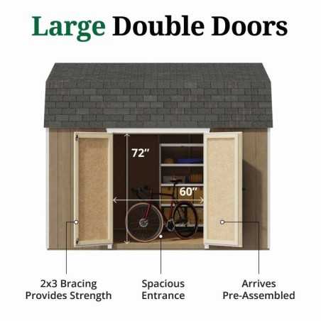 Little Cottage Co. Value Gambrel 12x12 Barn Shed Kit w/ 6' Sidewall - Side Entry (12x12 VGB-6-SE-PC)