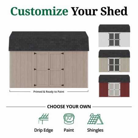 Little Cottage Co. Value Gambrel 12x14 Barn Shed Kit w/ 6' Sidewall - Side Entry (12x14 VGB-6-SE-PC)