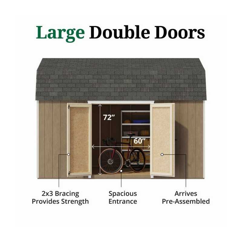 Little Cottage Co. Value Gambrel 12x14 Barn Shed Kit w/ 6' Sidewall - Side Entry (12x14 VGB-6-SE-PC)