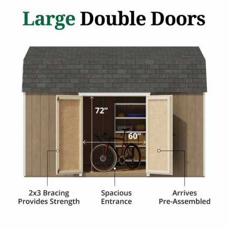 Little Cottage Co. Value Gambrel 12x14 Barn Shed Kit w/ 6' Sidewall - Side Entry (12x14 VGB-6-SE-PC)
