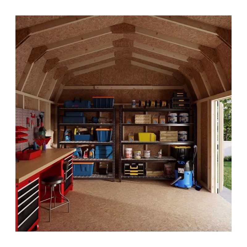 Little Cottage Co. Value Gambrel 12x14 Barn Shed Kit w/ 6' Sidewall - Side Entry (12x14 VGB-6-SE-PC)