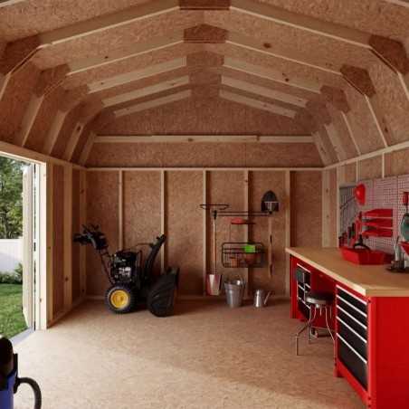 Little Cottage Co. Value Gambrel 12x14 Barn Shed Kit w/ 6' Sidewall - Side Entry (12x14 VGB-6-SE-PC)