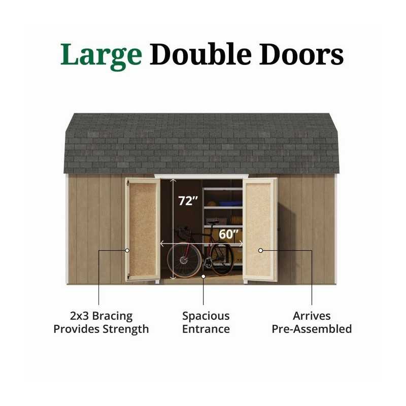 Little Cottage Co. Value Gambrel 12x16 Barn Shed Kit w/ 6' Sidewall - Side Entry (12x16 VGB-6-SE-PC)