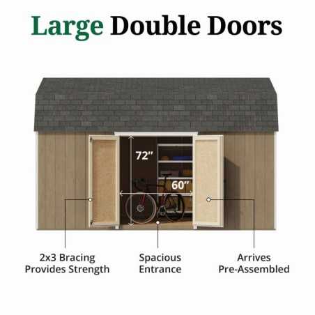 Little Cottage Co. Value Gambrel 12x16 Barn Shed Kit w/ 6' Sidewall - Side Entry (12x16 VGB-6-SE-PC)
