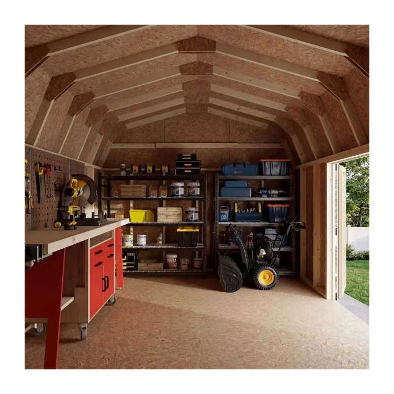 Little Cottage Co. Value Gambrel 12x16 Barn Shed Kit w/ 6' Sidewall - Side Entry (12x16 VGB-6-SE-PC)