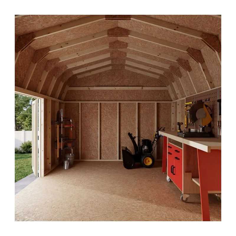 Little Cottage Co. Value Gambrel 12x16 Barn Shed Kit w/ 6' Sidewall - Side Entry (12x16 VGB-6-SE-PC)